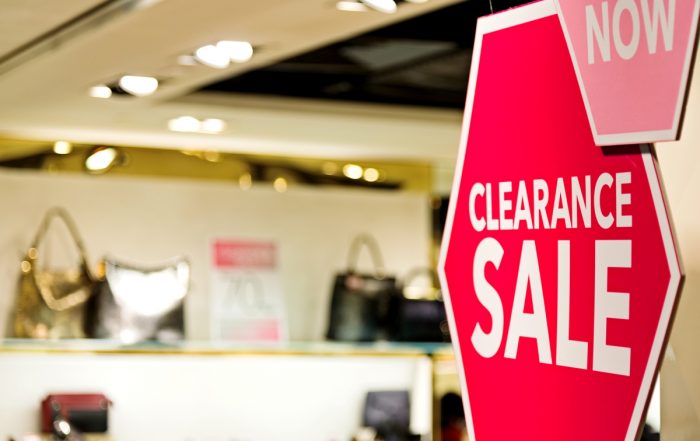 Clearance sales markdowns