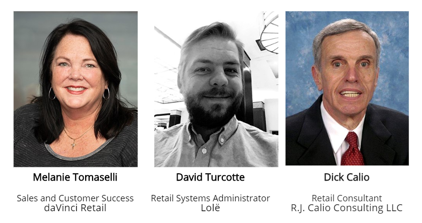 Headshots of our webinar panelists who specialize in retail buying and planning, BOPIS, ecommerce, and software solutions 